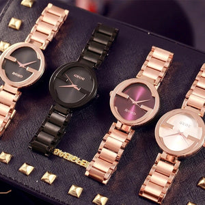 Guou Women's Quartz Wristwatch Luxury Chronograph Steel Watch