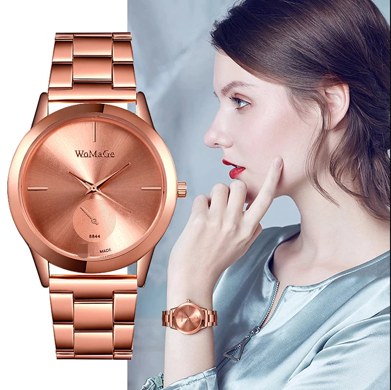 Luxury Stainless Steel Rose Gold Bracelet Watch